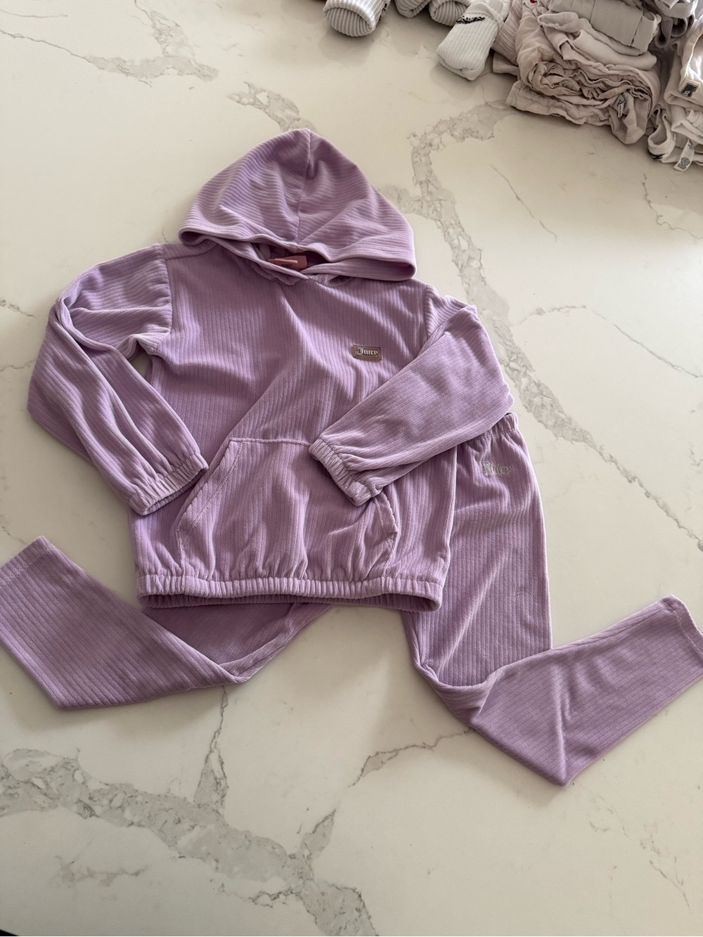Juicy Couture Lavender Ribbed Hoodie & Joggers Set